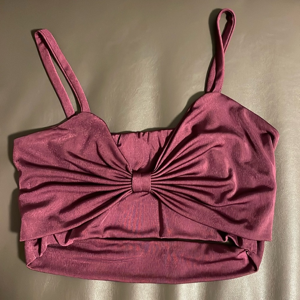 Purple crop top with tie